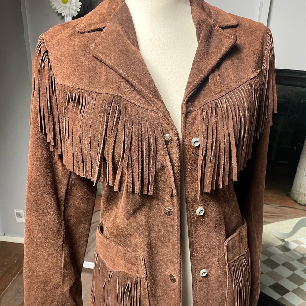 Vintage Schott NYC Tan Suede Fringe Blazer